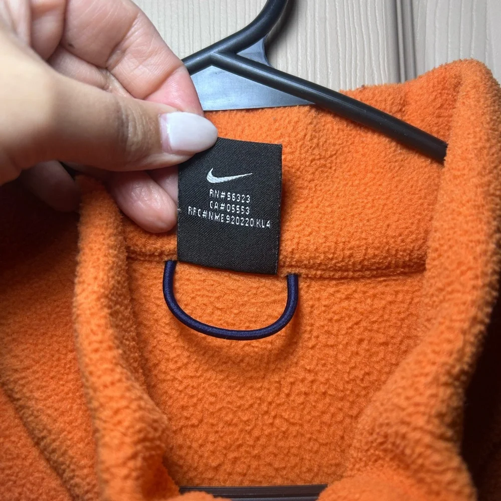 NIKE Adult Large Full Zip‎ Orange Fleece Sleeveless Vest Embroider VIntage